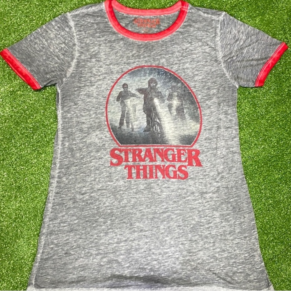 Stranger Things Women’s Gray and Red T-Shirt